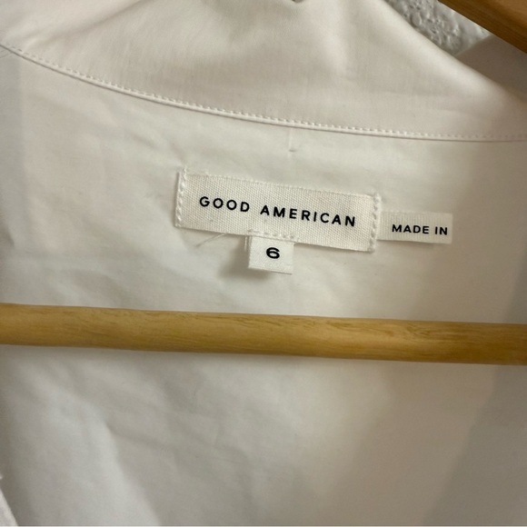 Good American Pointed Collar Poplin Neck Long Sleeve Zip Front Bodysuit Size 6 - Picture 4 of 6